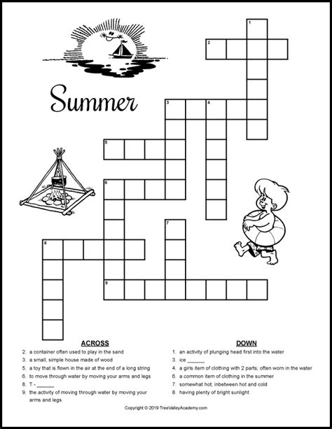 4 Free Printable Summer Crossword Puzzles 6 Mind Blowing Summer