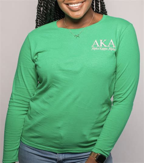 Alpha Kappa Alpha Embroidered Long Sleeve Tee Green