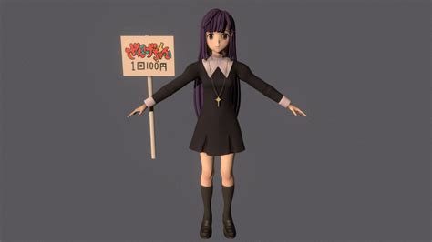 t pose rigged model of zange buy royalty free 3d model by 3d anime girls collection 3d anime