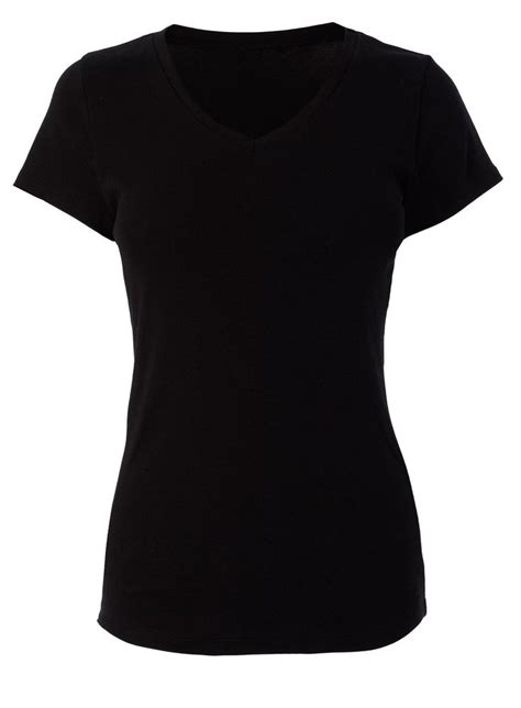 Black Plain V Neck Tee Tops And T Shirts Women Womens Shirts Black