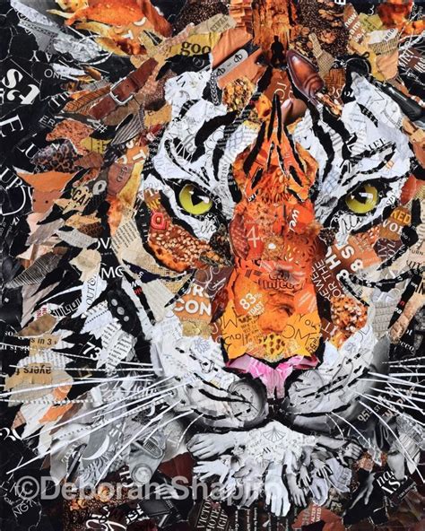 Tiger Collage Art By Deborah Shapiro Collage Art Paper Collage Art