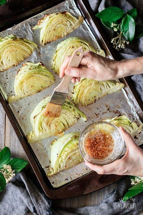 Serve two cabbage wedges and three meatballs per portion, with the sauce spooned over and a braised red cabbage with sherry, prunes and orange. Roasted Cabbage Wedges with Lemon Garlic Butter - My Diary ...