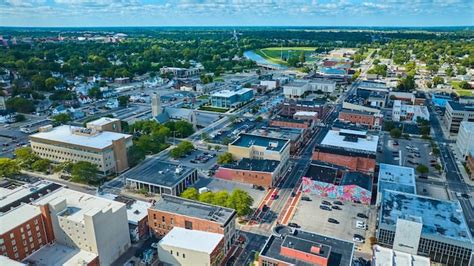 Premium Photo Midwest City Muncie In Aerial Of Downtown Buildings