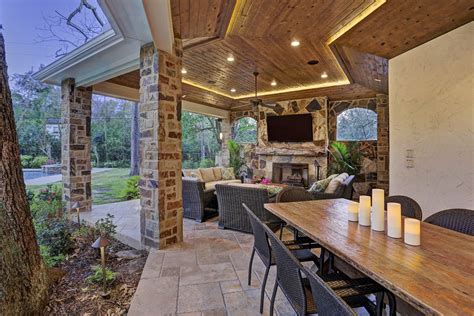 Gorgeous Covered Patio And Outdoor Kitchen By Texas Custom Patios