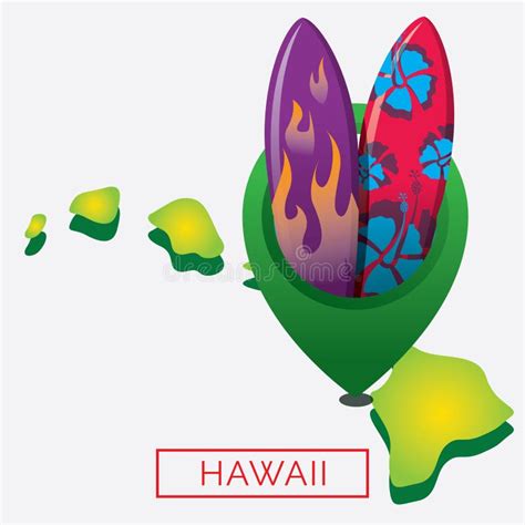 Map Pointer With Hawaii State Vector Illustration Decorative Design