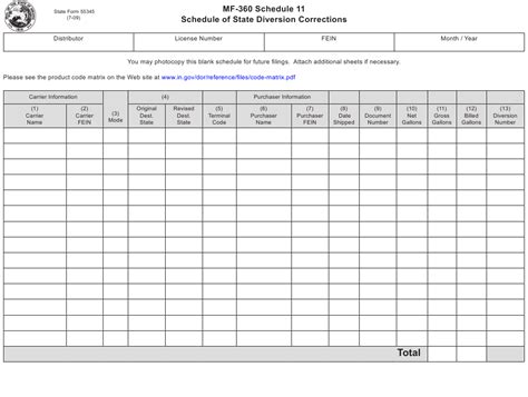 Form Mf 360 State Form 55345 Schedule 11 Download