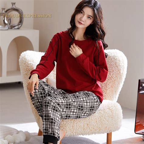 Spring Autumn Women S Sleep Lounge Pajama Long Sleeved Woman Pajama Set Cartoon Pyjamas Cotton