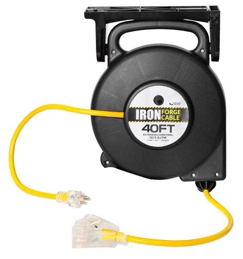 40 Ft Retractable Extension Cord Reel 2 In 1 Mountable Portable Power