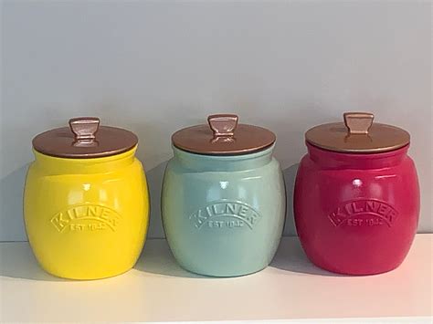 Tea Coffee Sugar Canister Set Kitchen Storage Kilner Retro Etsy In