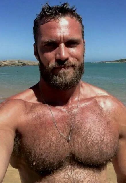 Shirtless Male Beefcake Hairy Chest Pecs Beard Mature Hunk Man Photo 4x6 G69 399 Picclick