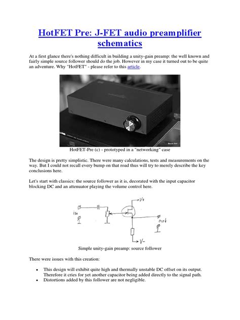 Pdf Hotfet Pre J Fet Audio Preamplifier Schematics Dokumentips