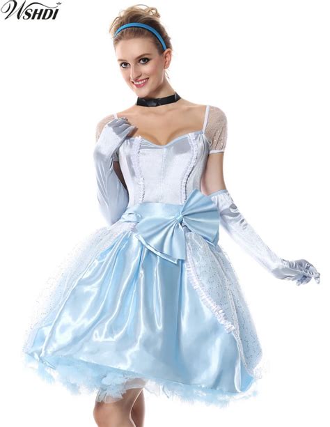 Blue Princess Cinderella Dress Women Adult Deluxe Dinderella Cosplay Cinderella Costume For