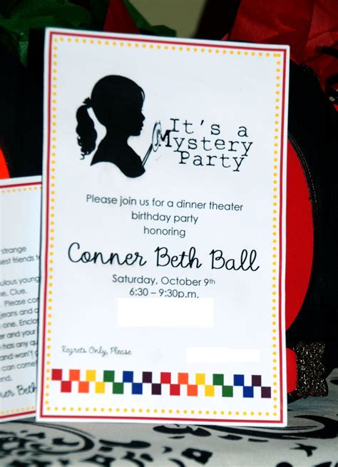 Take the work out of running a murder mystery dinner party with easy invites, character question screens, profiles. Mystery Party birthday invitation:: Each invitation ...