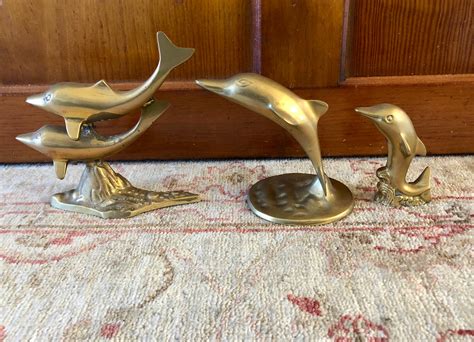 Vintage Brass Dolphin Figurine Dolphin Decor Dolphin Art Etsy