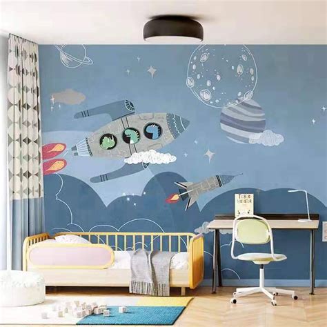 Creative Cartoon Starry Universe Rocket Children Bedroom Study Room