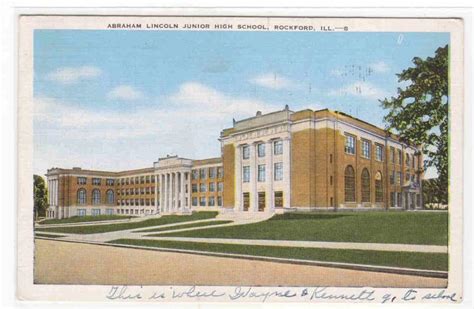 Lincoln Junior High School Rockford Illinois 1947 Postcard United