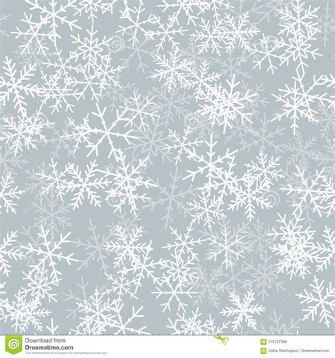 White Snowflakes Pattern On Light Grey Christmas Stock Vector