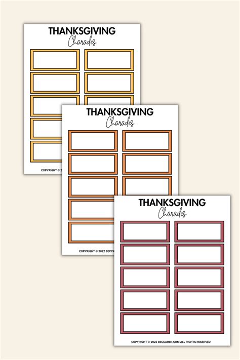100 Printable Thanksgiving Charades Cards