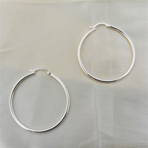 Medium Size Hoops 92 5 Sterling Silver Hoop Earrings Etsy