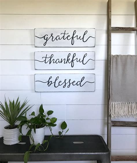 Living Room Decor Grateful Thankful Blessed Signs