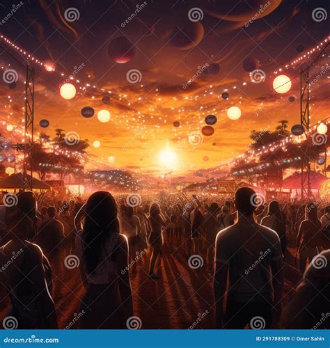 Salsa Sunset: Dancing To the Rhythm of Festival Vibes Stock Image