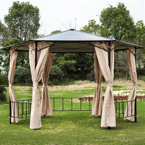 Outsunny 13 X 13 Steel Outdoor Hexagon Party Gazebo Tent Canopy Cover
