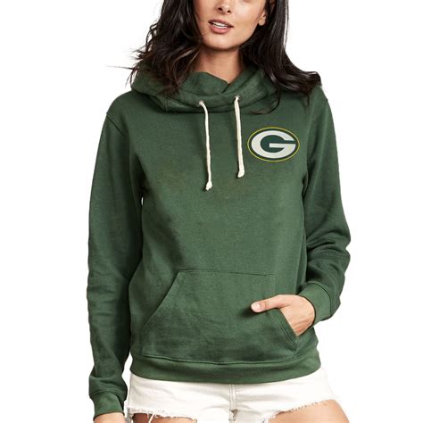 Junk Food Green Bay Packers Women S Green Throwback Sunday Funnel Neck Pullover Hoodie