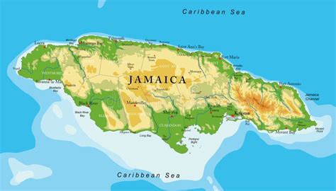Carte Physique De La Jamaïque Illustration de Vecteur Illustration du