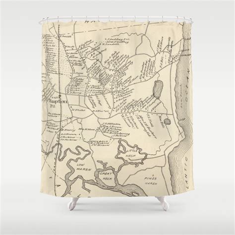 Vintage Map Of Hampton Beach Nh 1892 Shower Curtain By Bravuramedia