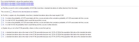 For A Normal Distribution Answer The Questions