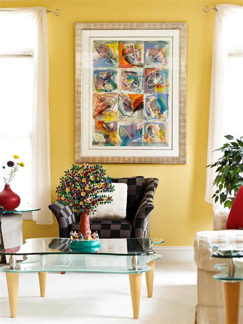 Bright Yellow Living Room With Geometric Chair Hgtv