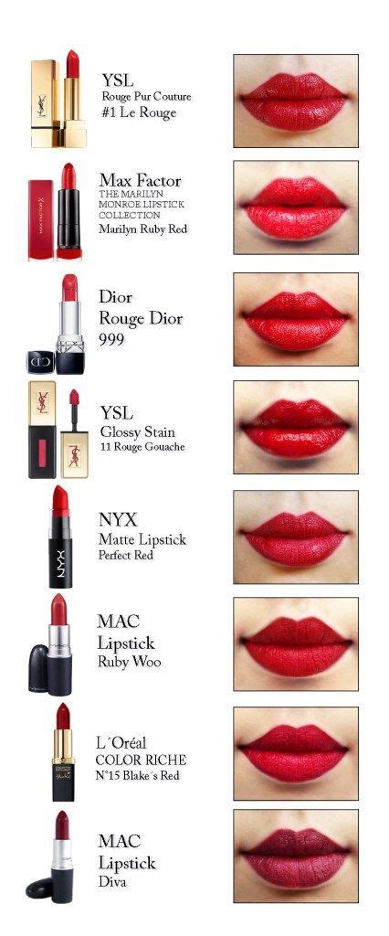 The Best Red Lipsticks Ysl Rouge Pur Coutourmax Factordiornyxmac