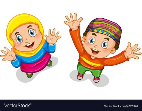 Muslim Boy And Girl Royalty Free Vector Image Vectorstock