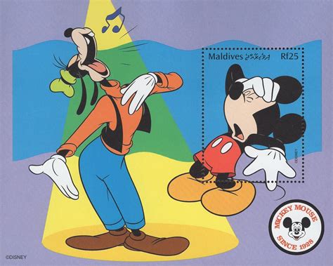 Disney Stamp Goofy Singing Mickey Mouse Souvenir Sheet Mint Nh Etsy