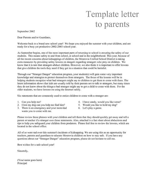 Letter To Parents Template From Teachers Letter To Parents Letter To