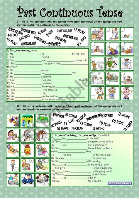 Past Continuous Tense With Key Fully Editable Esl Worksheet