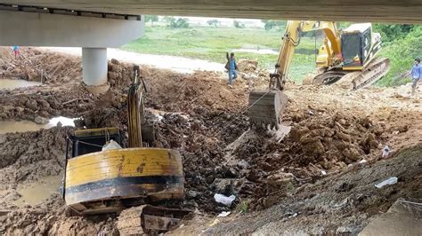 It Really Difficult To Rescuing Deep Stuck In Mud Excavator Under