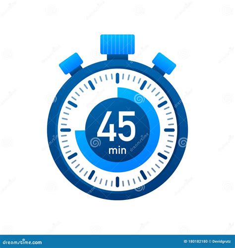 The 45 Minutes Stopwatch Vector Icon Stopwatch Icon In Flat Style