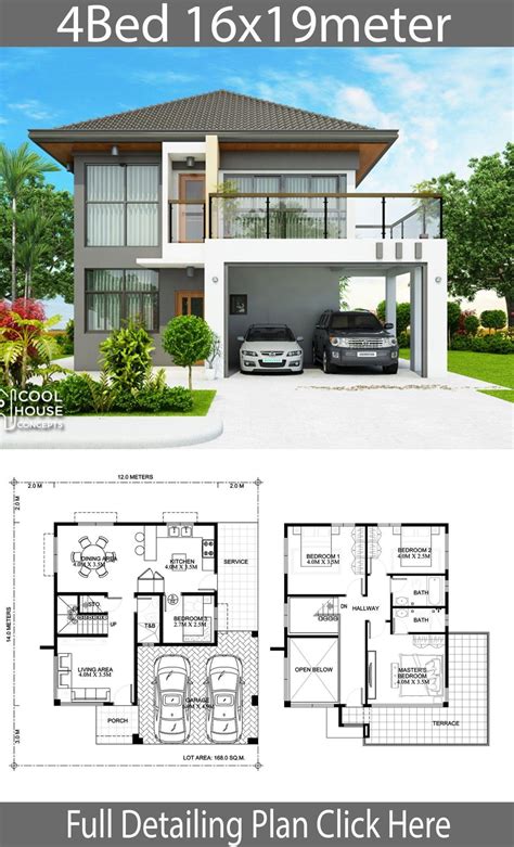 Home Design Plan 16x19m With 4 Bedrooms In 2020 Philippines House