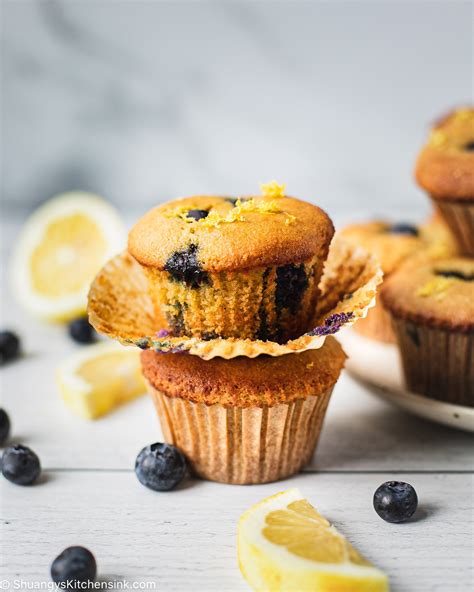 Healthy Blueberry Lemon Muffins Shuangy S Kitchensink