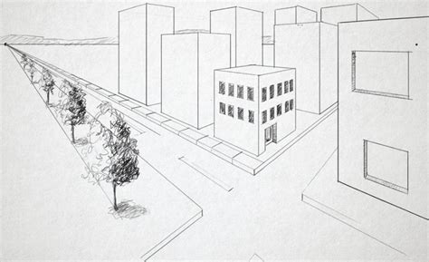 2 Point Perspective Building Drawing Basedow Print