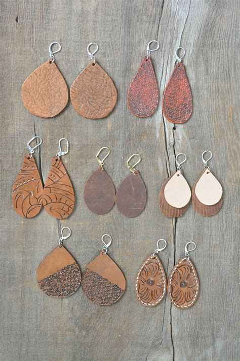 Beautiful Handmade Genuine Leather Earrings Variety To Choose Diy