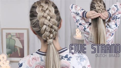 Beautiful Five 5 Strand Dutch Braid Tutorial How To Diy Youtube