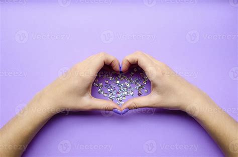 Girl Holding Hands With Heart Stylish Trendy 3154358 Stock Photo At