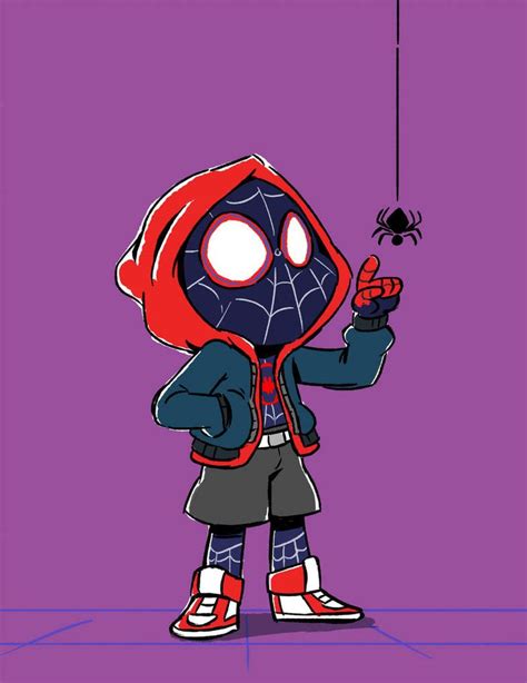 Mini Miles Morales By Nicparris Spiderman Cartoon Spiderman Drawing
