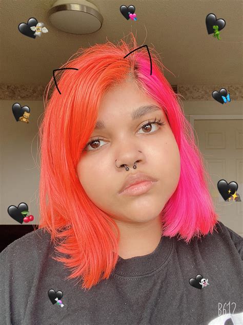 Split Dye Orange And Pink Hair I Did A While Ago R Hairdye