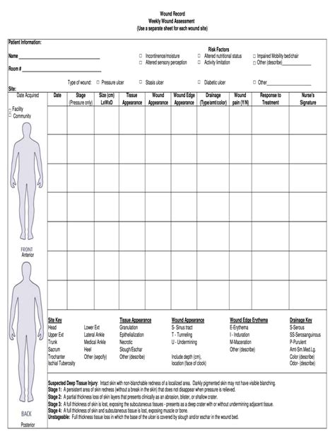 Printable Wound Assessment Form Printable Forms Free Online