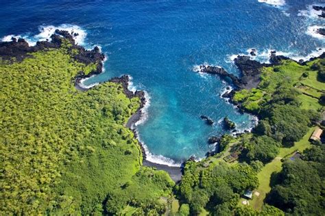 Usa Hawaii Aerial View Of Waianapanapa State Park Maui Posterprint