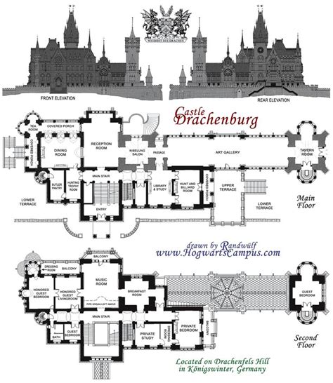 The brown represents doors, which there are 14 of. Drachenburg Castle Floor Plan in 2020 | Castle floor plan ...
