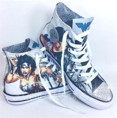 Wonder Woman Bling Converse Superhero Glitter Kicks Limited Bling